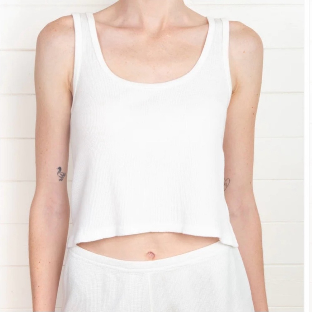 Brandy Melville White Aubrie Thermal Waffle Tank